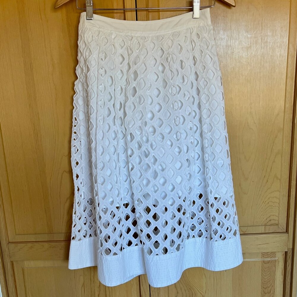 White eyelet midi skirt